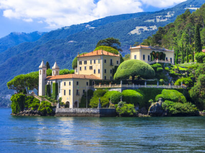 View of a typical houses on the Great Lakes in Italy